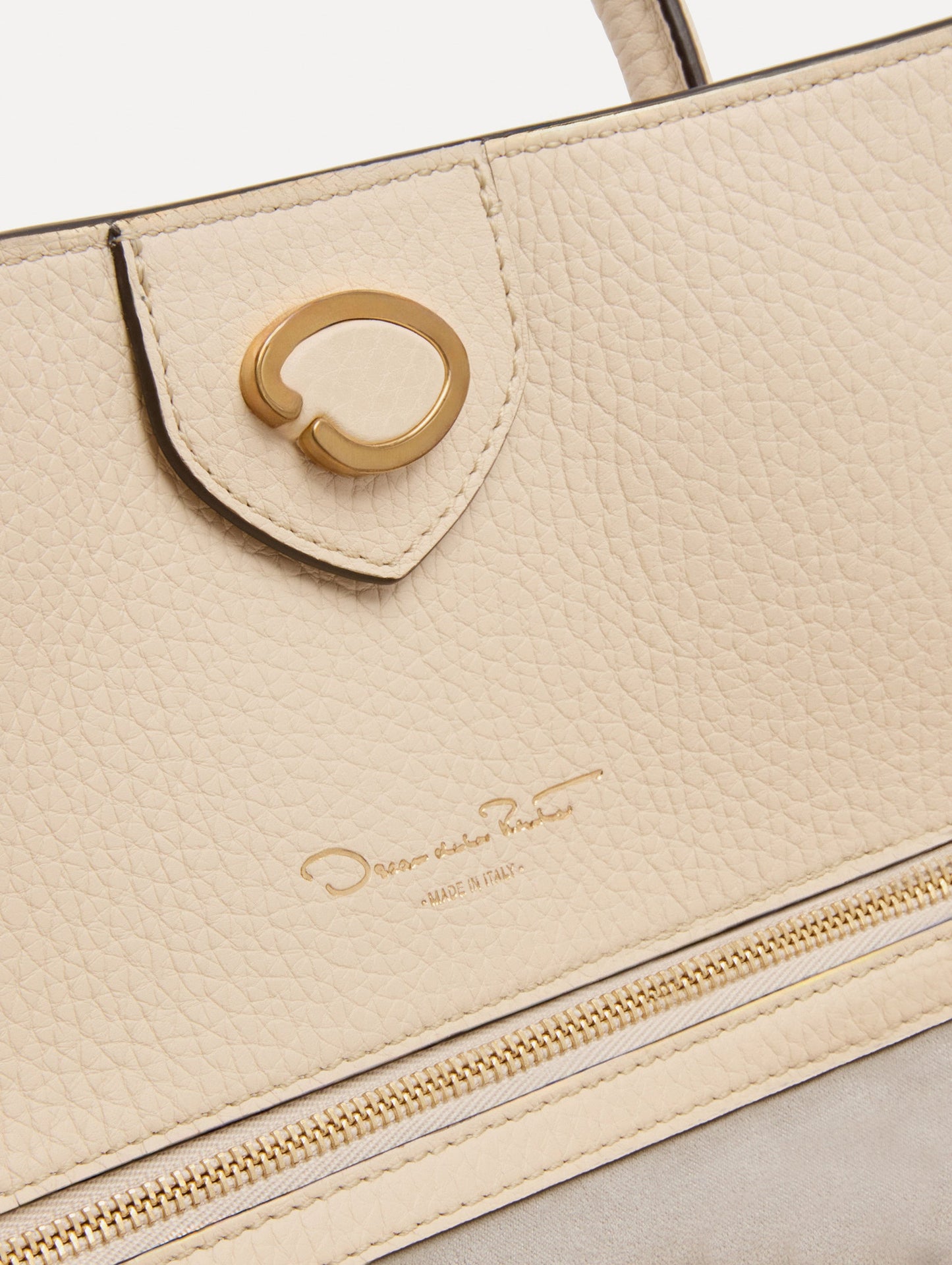 Inside The Ivy Leather hand bag in Ivory Zoom View