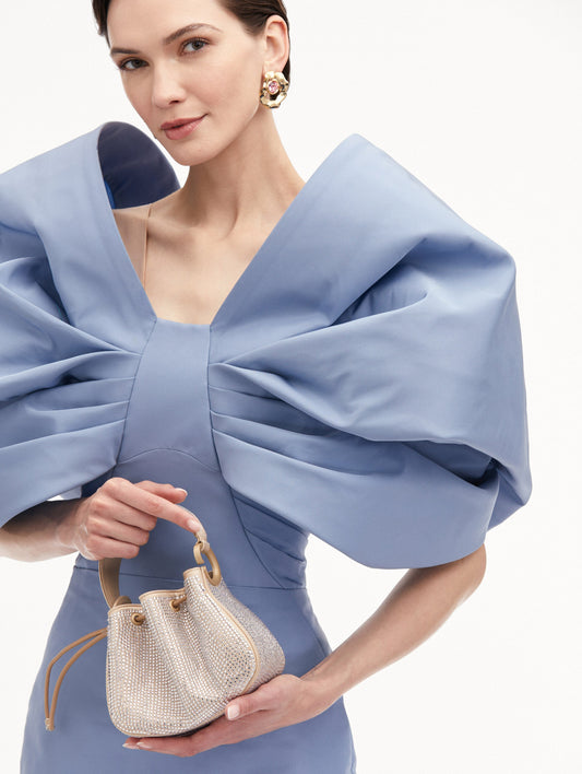 Nano Crystal Pavé O Handle Bag in Champagne Front View