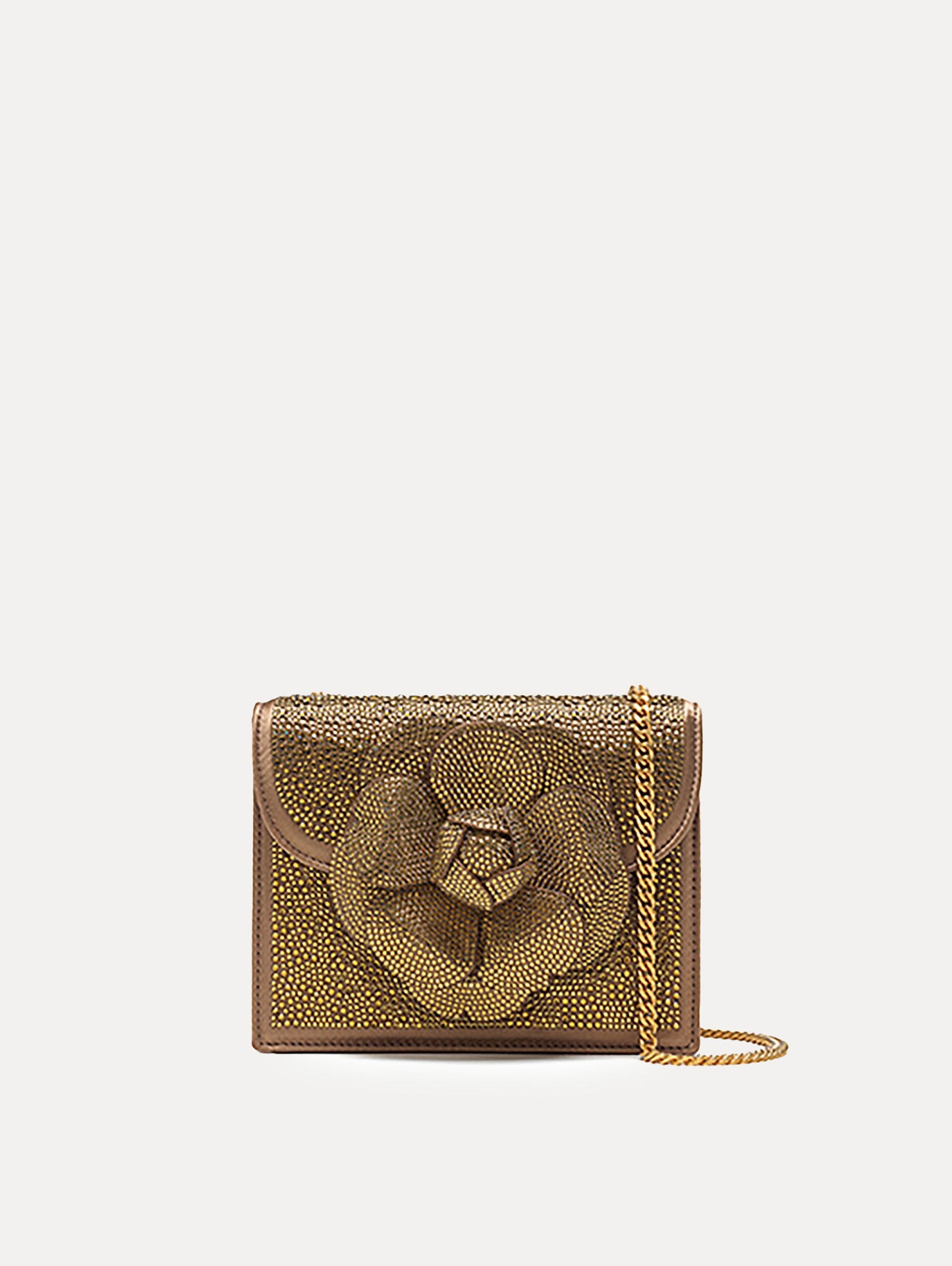 Crystal Pavé Mini TRO Bag in Bronze Front View