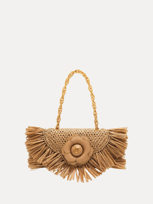 Raffia Fringe TRO Bag Front View