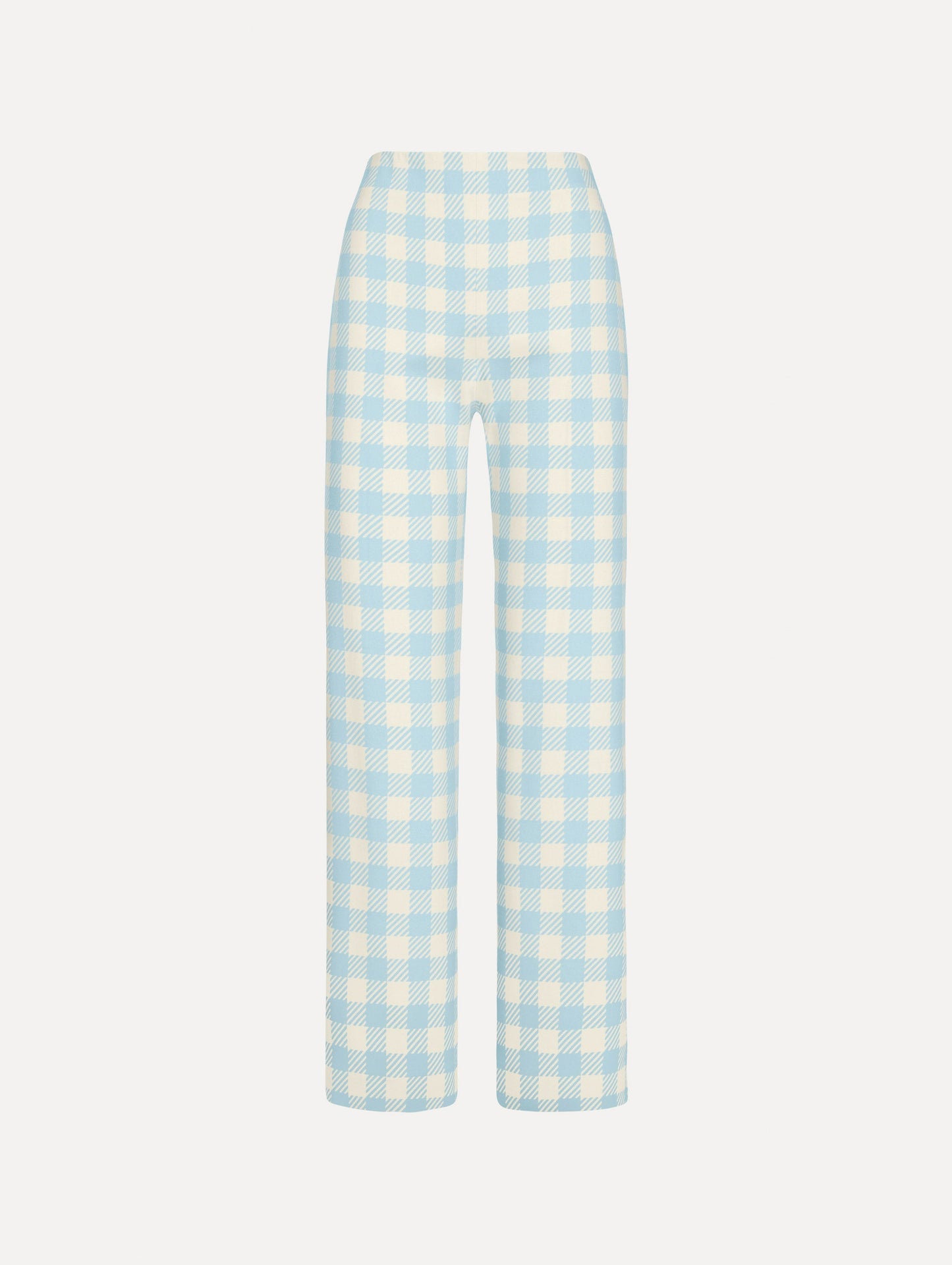 Gingham Wool-Blend Pant in Ice/White. Front view.