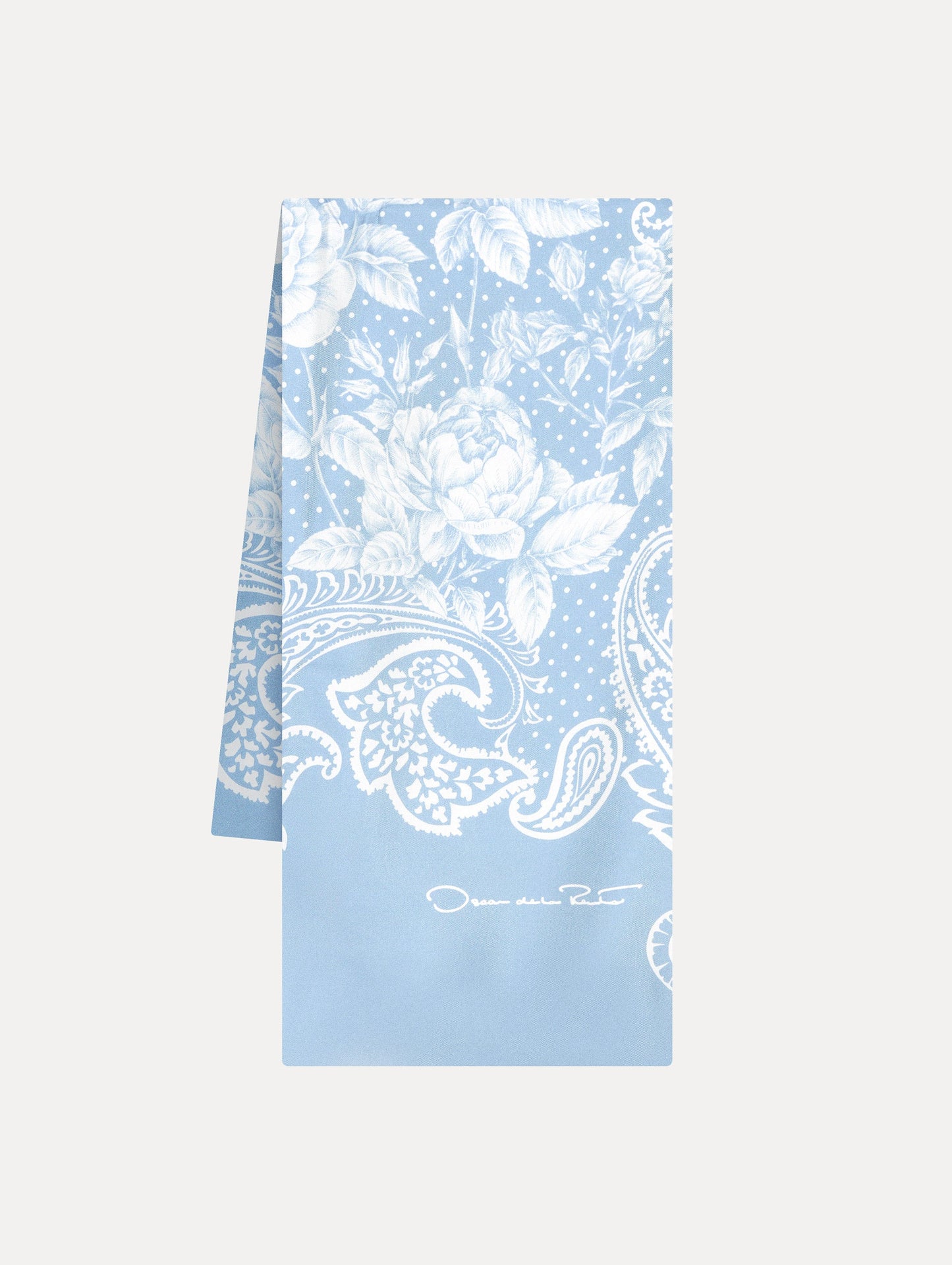 English Rose Silk Bandana Scarf in Blue Front View