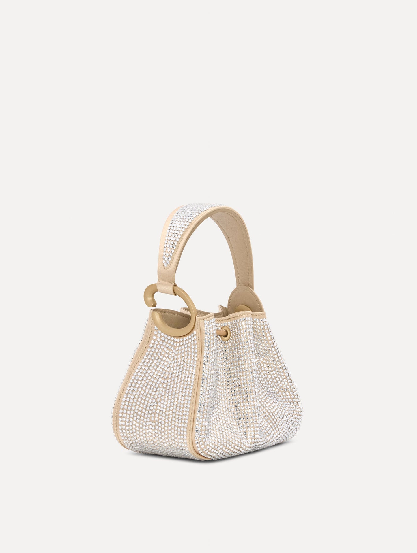 Nano Crystal Pavé O Handle Bag in Champagne Front View