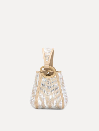 Nano Crystal Pavé O Handle Bag in Champagne Side View