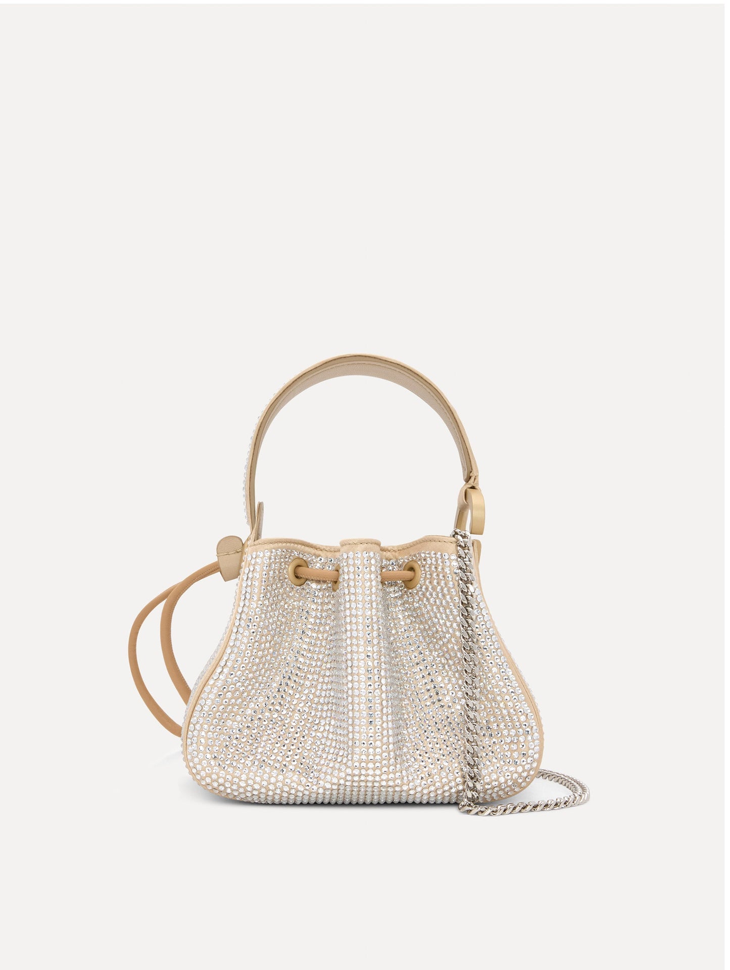 Nano Crystal Pavé O Handle Bag in Champagne with Detachable Shoulder Strap Back View