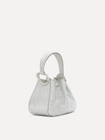 Nano Crystal Pavé O Handle Bag in Silver Front View
