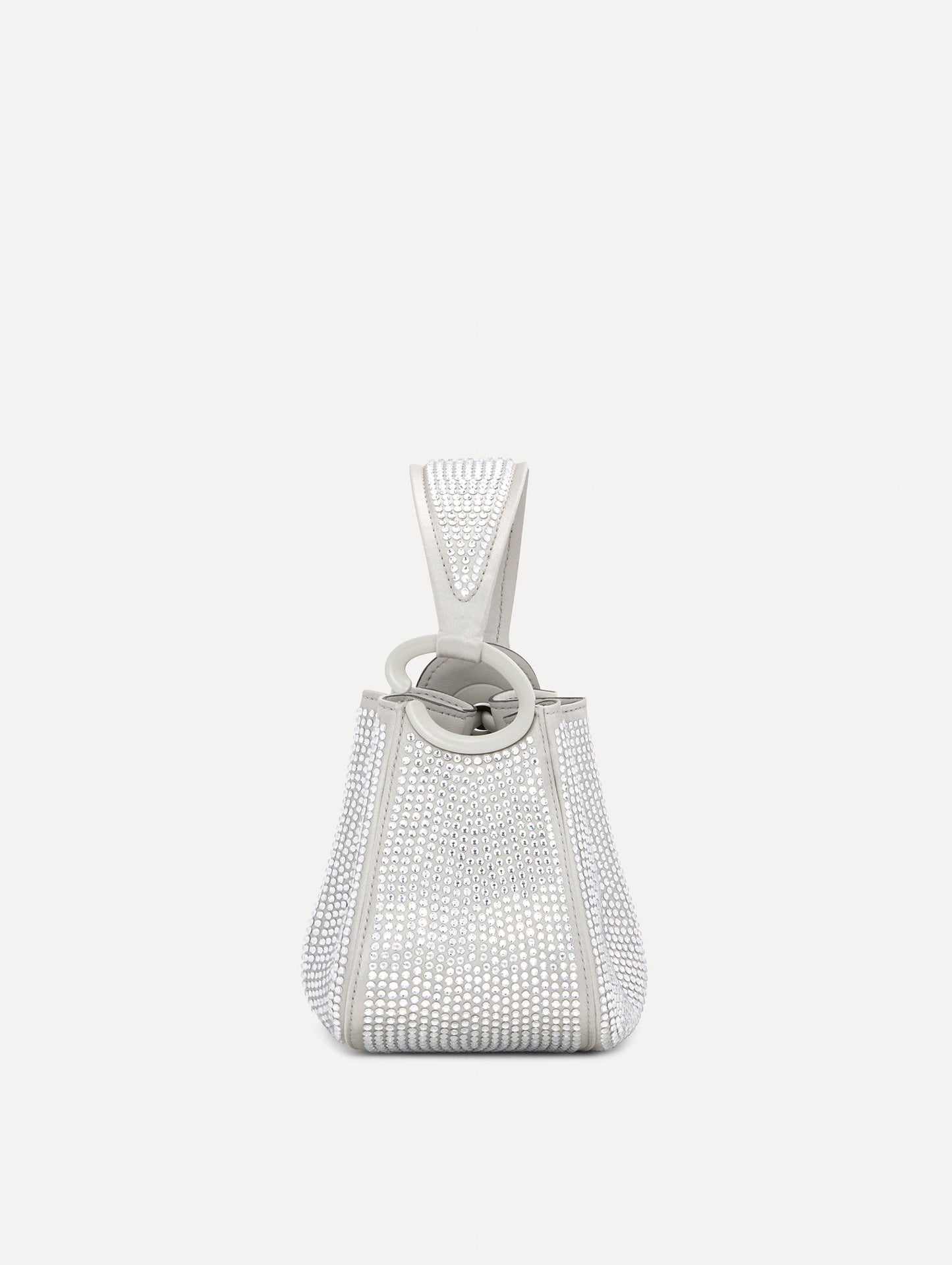 Nano Crystal Pavé O Handle Bag in Silver Side View