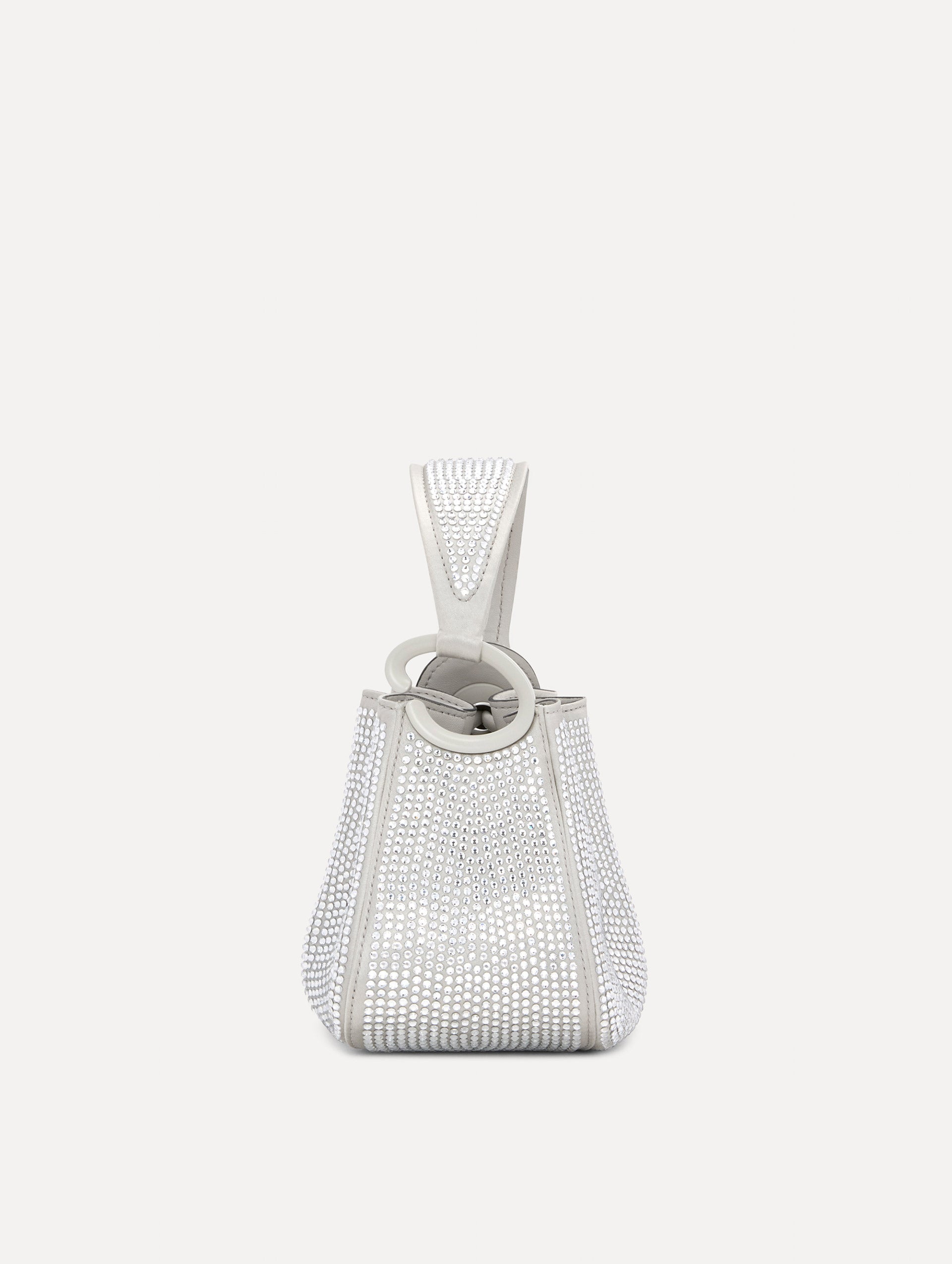 Nano Crystal Pavé O Handle Bag in Silver Side View