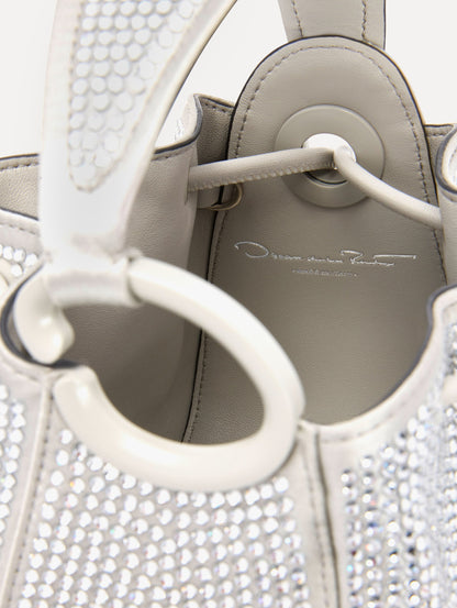 Inside Nano Crystal Pavé O Handle Bag in Silver Zoom View