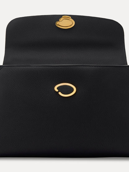 The Poppy in Black with O closure Clasp. Zoom View