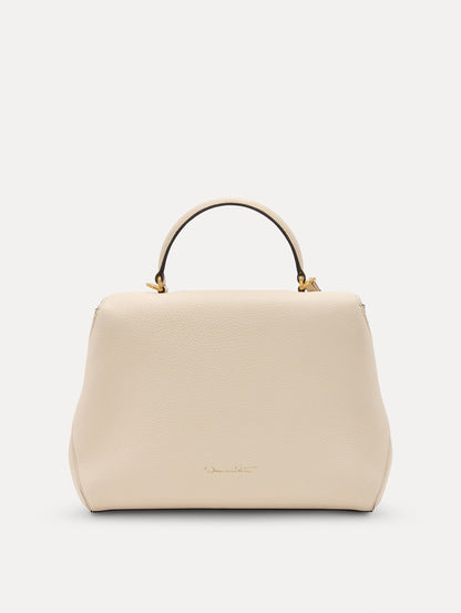 The Poppy Leather Handbag in Ivory Back View