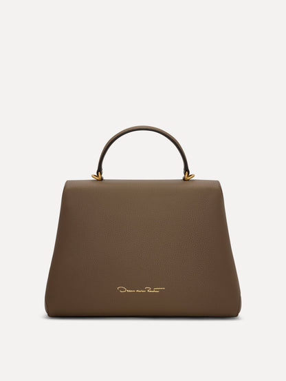 The Poppy Leather Handbag in Stone Back View