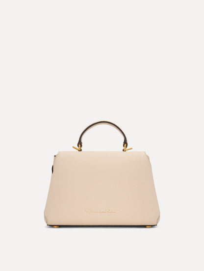 The Mini Poppy Leather Handbag in Ivory Back View