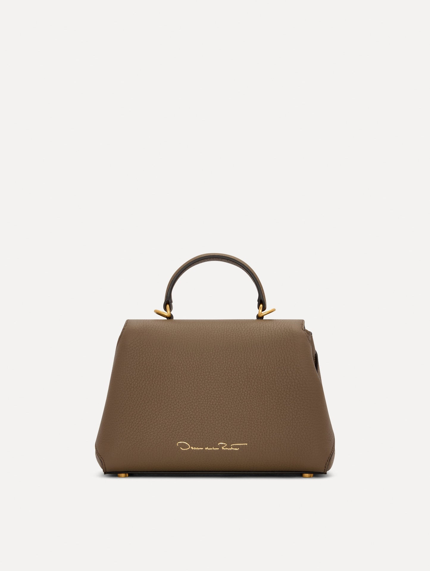 The Mini Poppy Leather Handbag in Stone Back View
