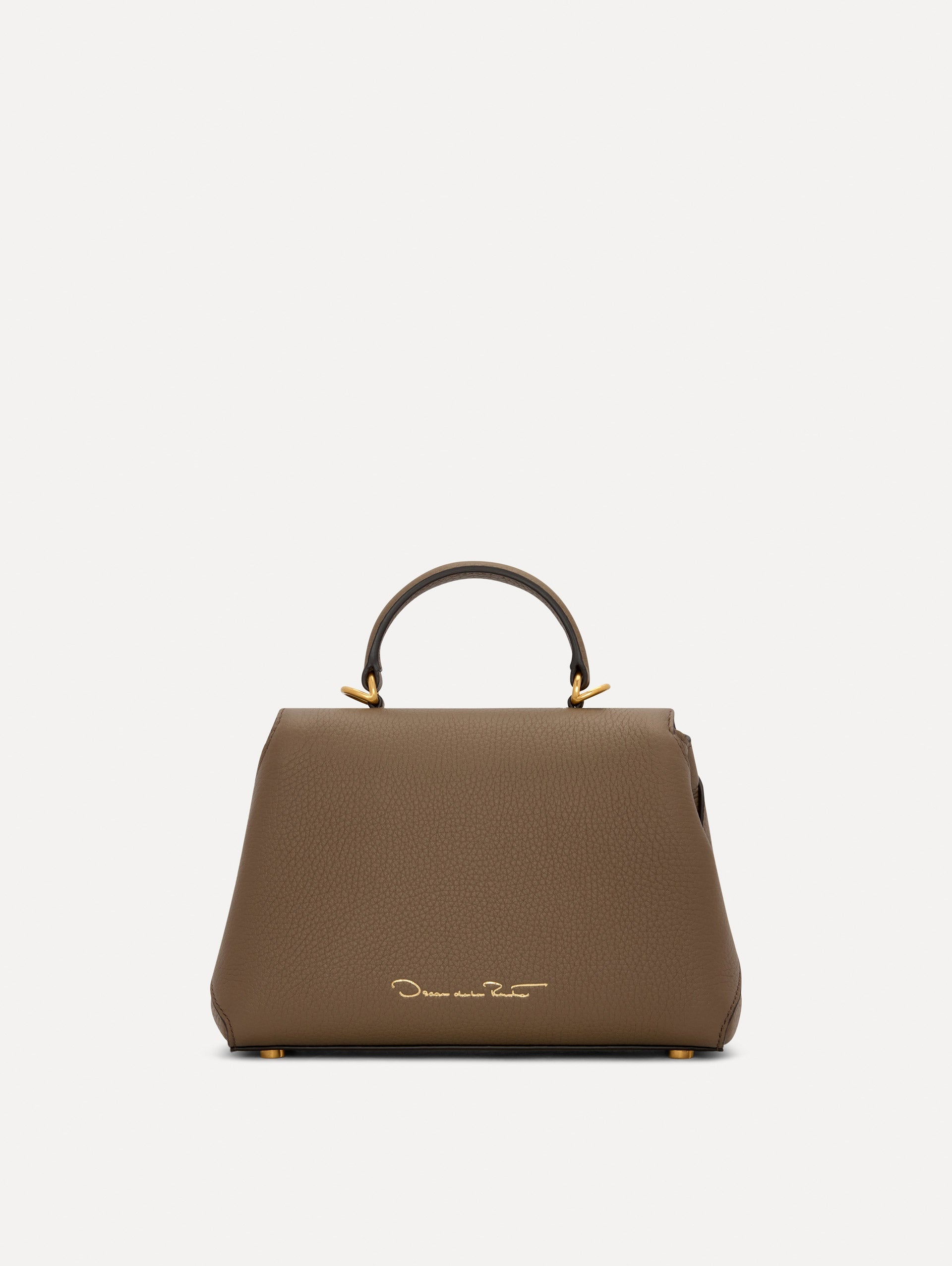 The Mini Poppy Leather Handbag in Stone Back View