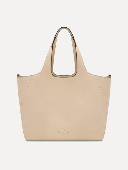 The Laser-Cut Orchid Topaz Tote in Ivory Back View