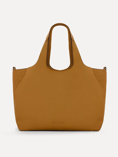 The Topaz Leather "tote" in Honey Back View