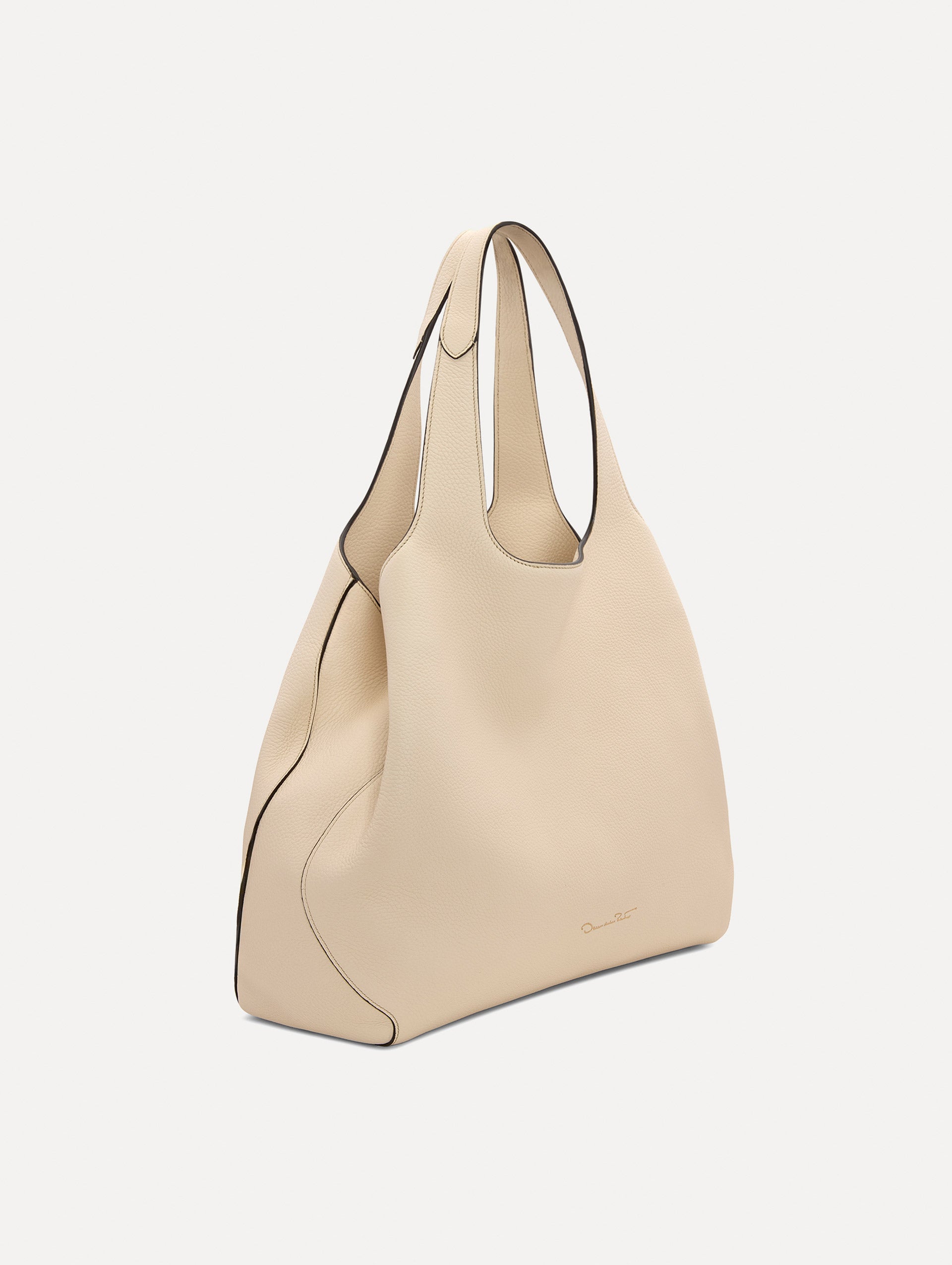 The Topaz Leather "tote" in Ivory Front View