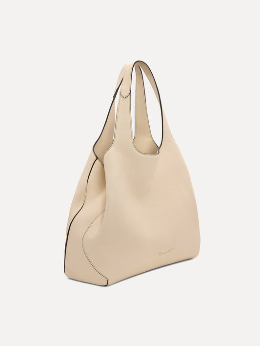 The Topaz Leather "tote" in Ivory Front View