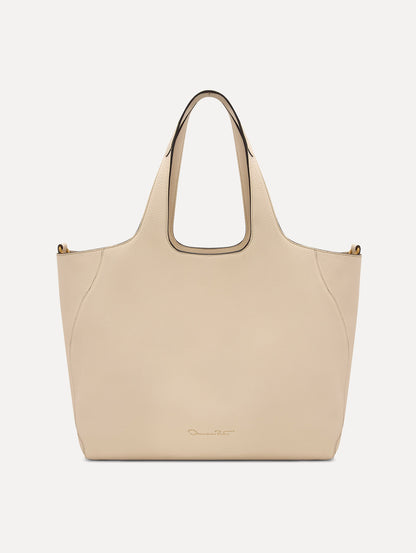 The Topaz Leather "tote" in Ivory Back View