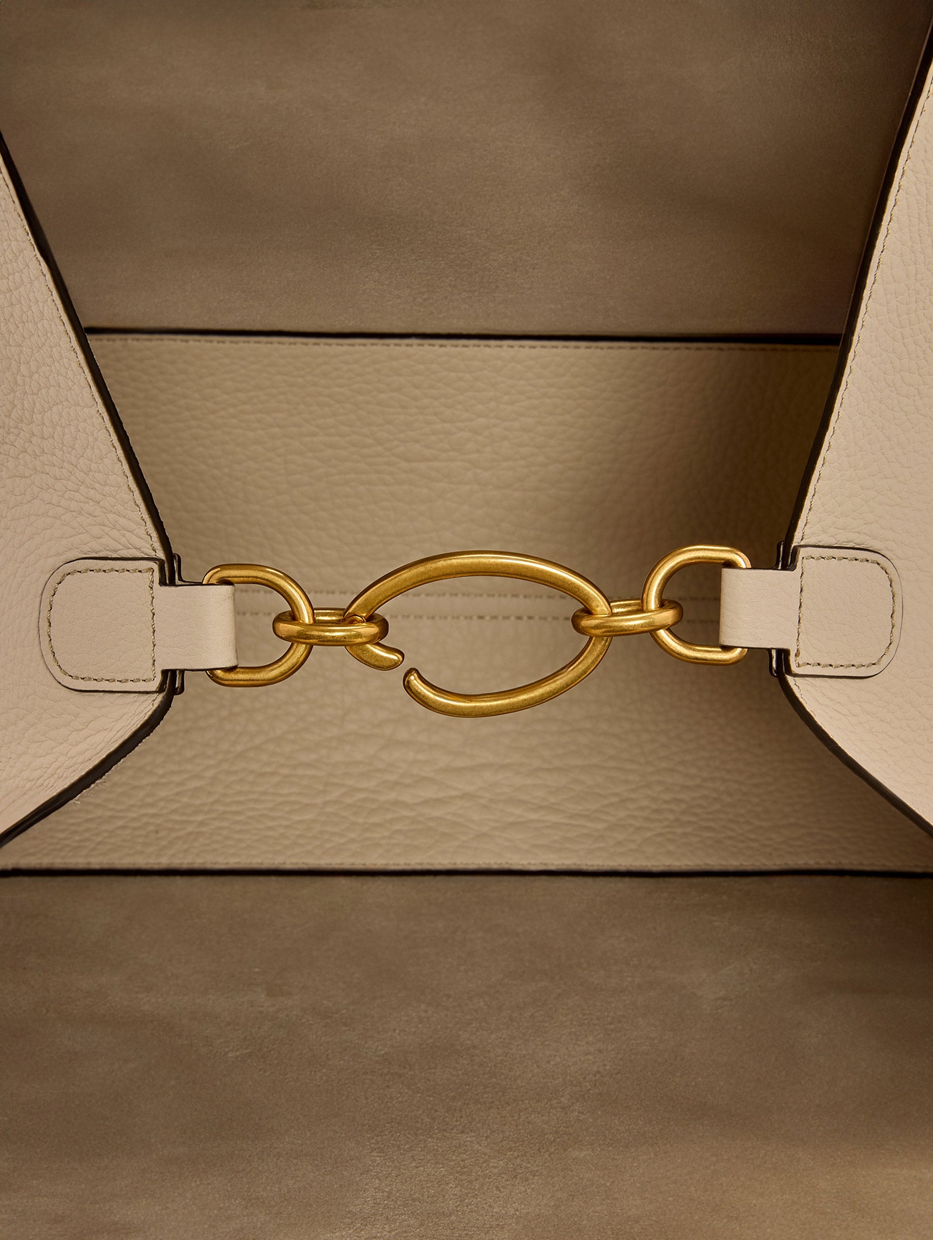 Inside The Topaz in Ivory with Gold O Closure Clasp Zoom View