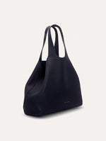 The Topaz Leather "tote" in Navy Side View