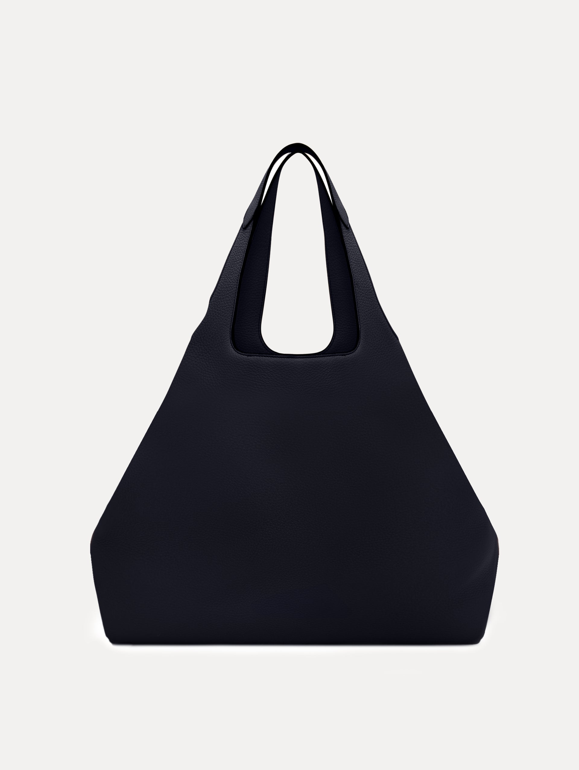 The Topaz Leather "tote" in Navy Front View