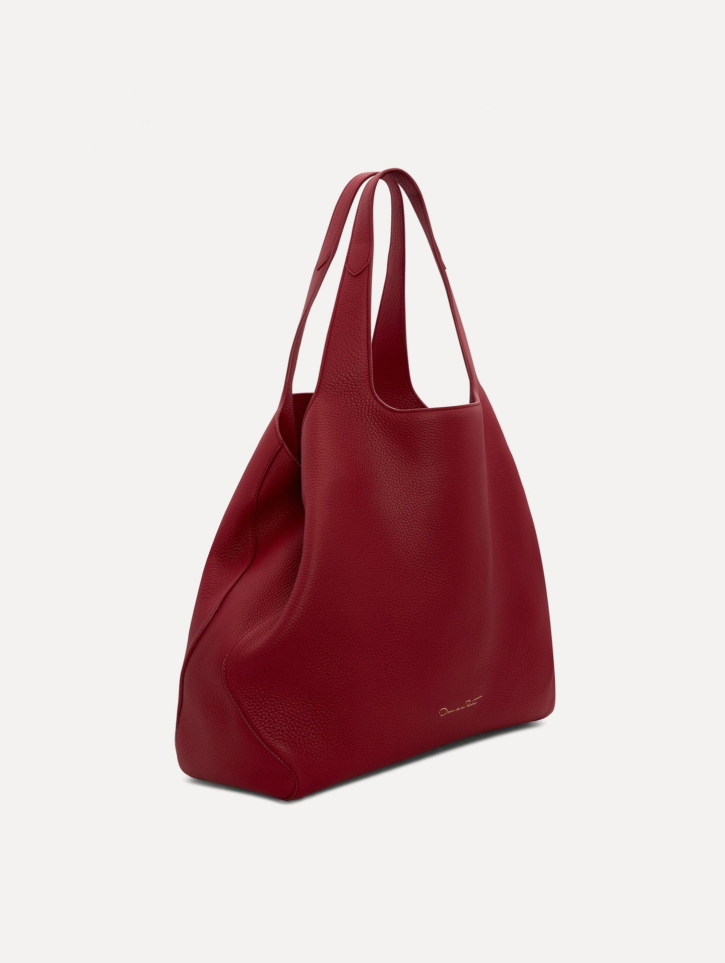 The Topaz Leather "tote" in Red Side View