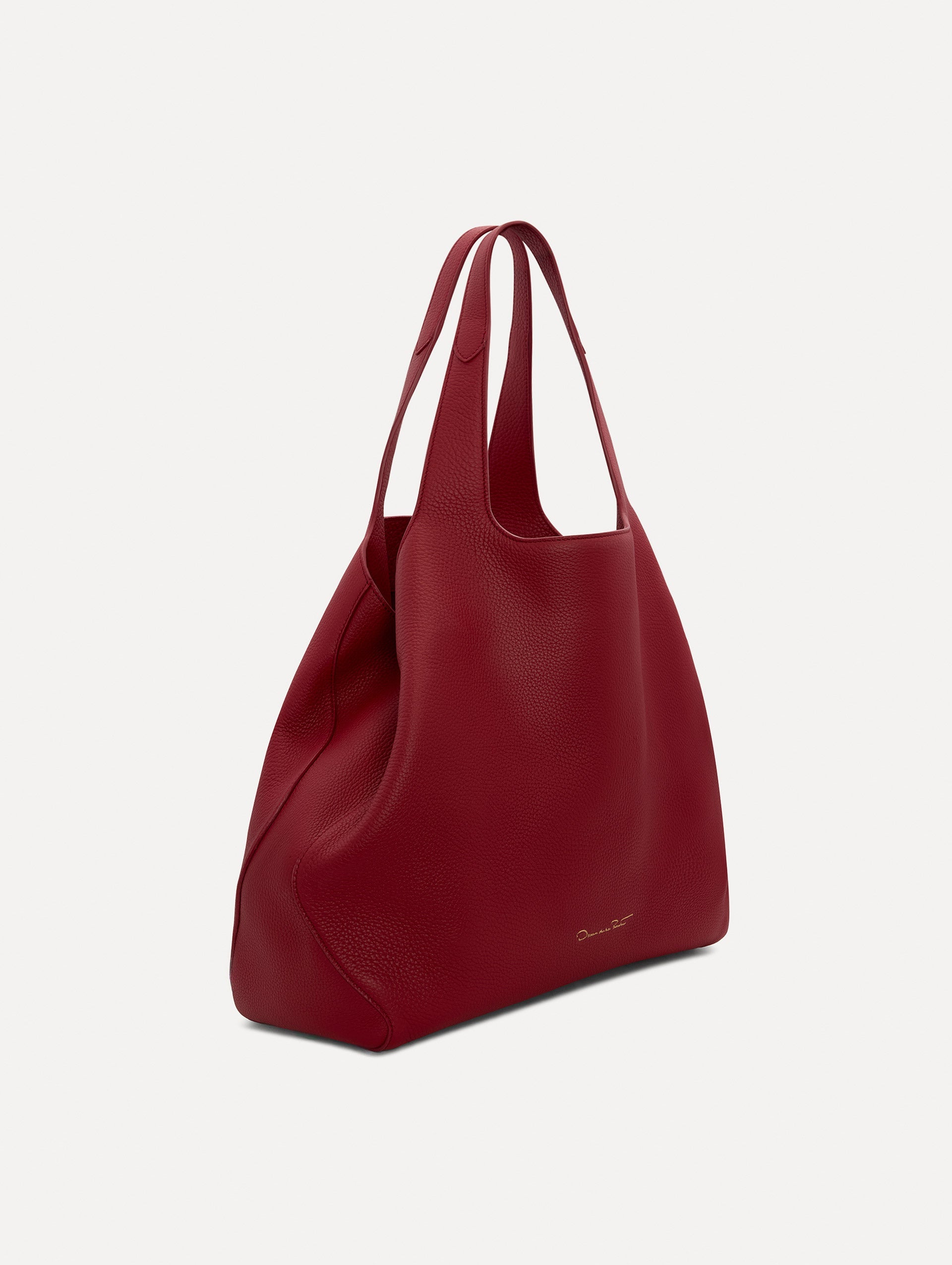 The Topaz Leather "tote" in Red Side View