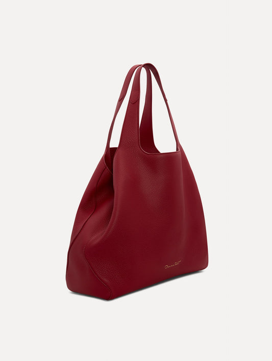 The Topaz Leather "tote" in Red Side View