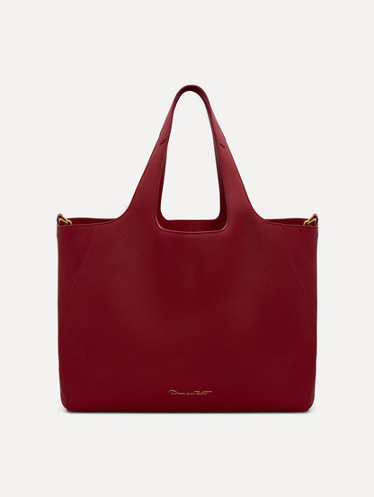 The Topaz Leather "tote" in Red Back View