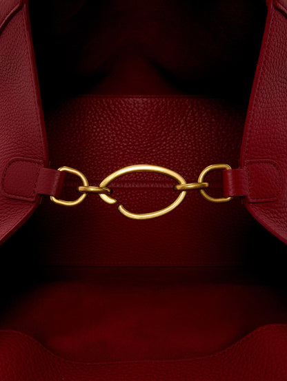 Inside The Topaz in Red with Gold O Closure Clasp Zoom View