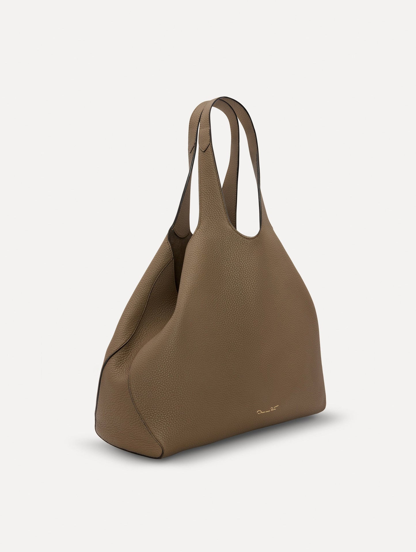 The Topaz Leather "tote" in Taupe Front View