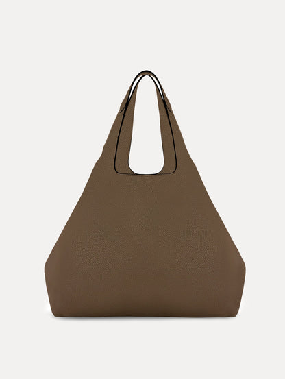 The Topaz Leather "tote" in Taupe Front View