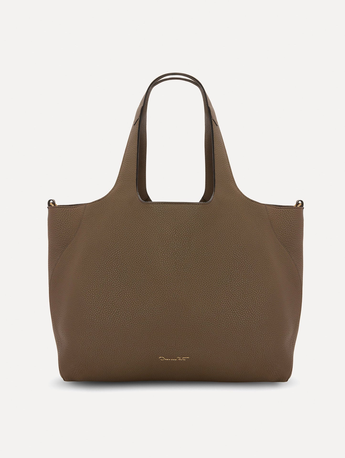 The Topaz Leather "tote" in Taupe Back View