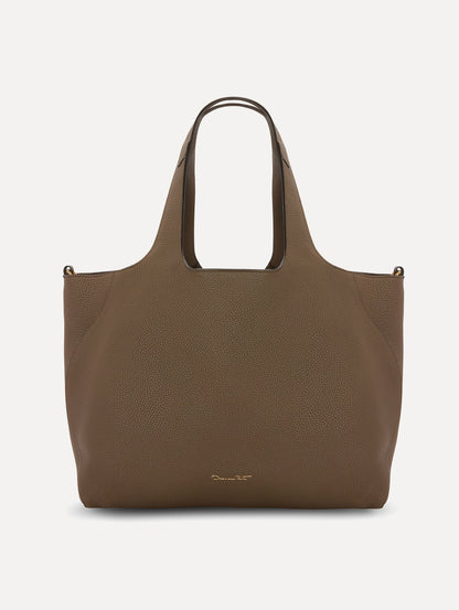The Topaz Leather "tote" in Taupe Back View