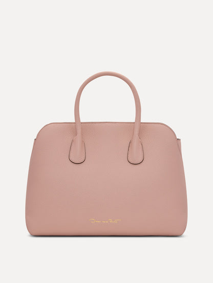 The Ivy Leather Handbag in Blush Back View