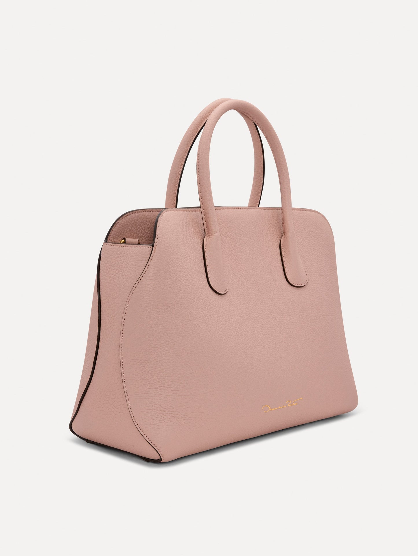 The Ivy Leather Handbag in Blush Side View