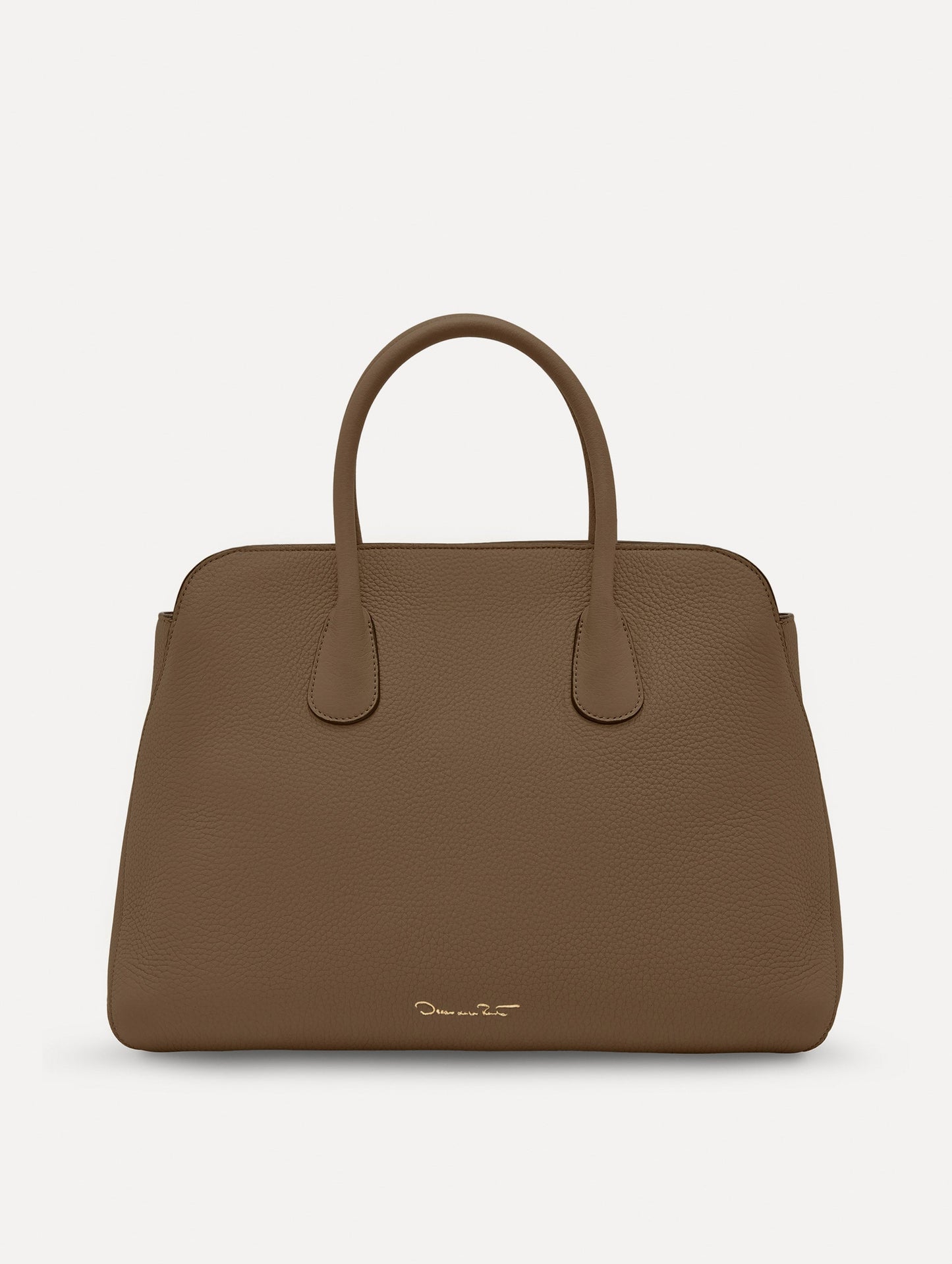 The Ivy Leather Handbag in Stone Back View