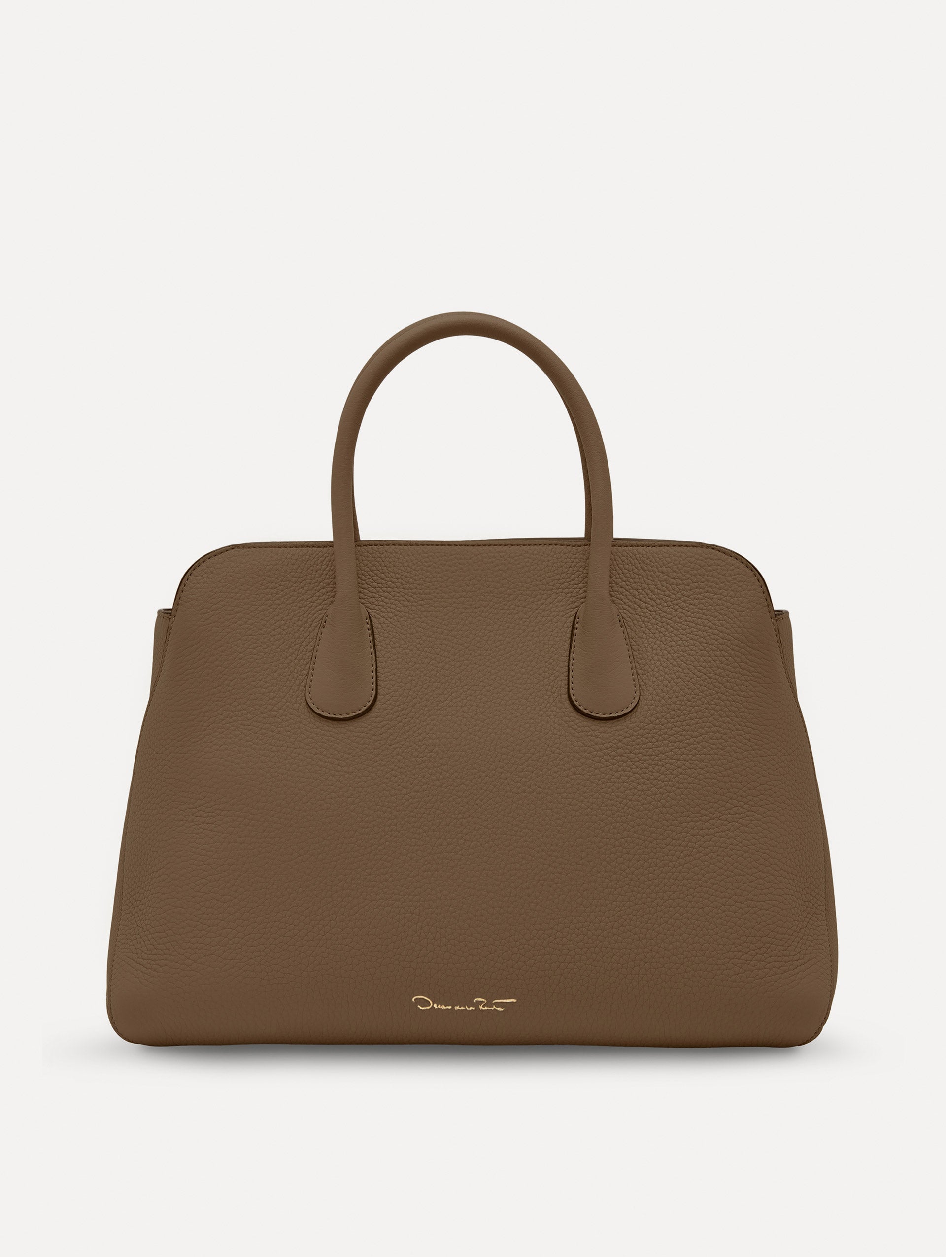 The Ivy Leather Handbag in Stone Back View