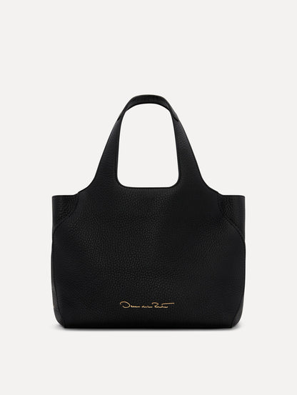 The Laser-Cut Mini Topaz Tote in Black Back View