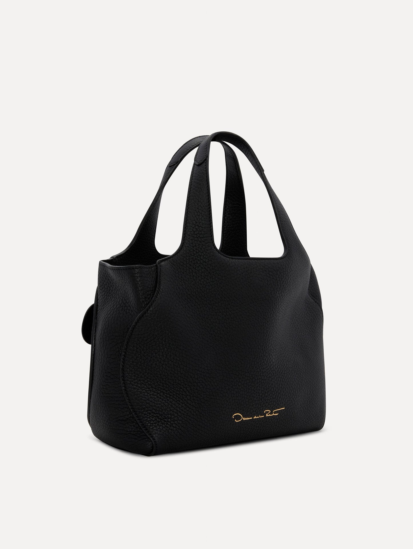 The Laser-Cut Mini Topaz Tote in Black Side View