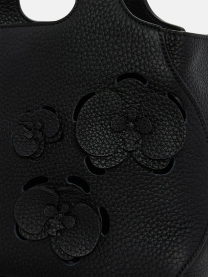 The Laser-Cut Mini Topaz Tote in Black Zoom View