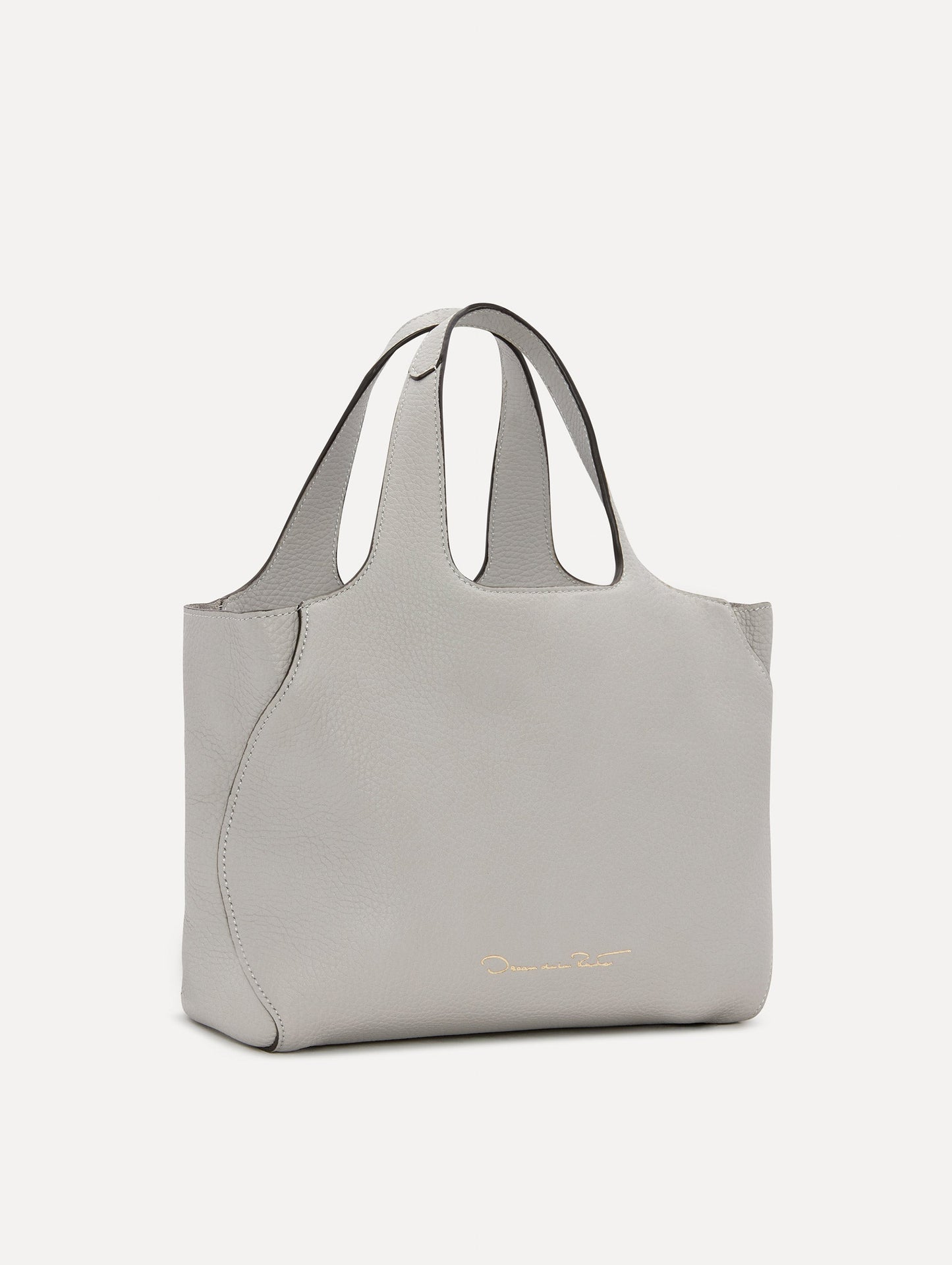 The Mini Topaz Tote in Pearl Grey Side View