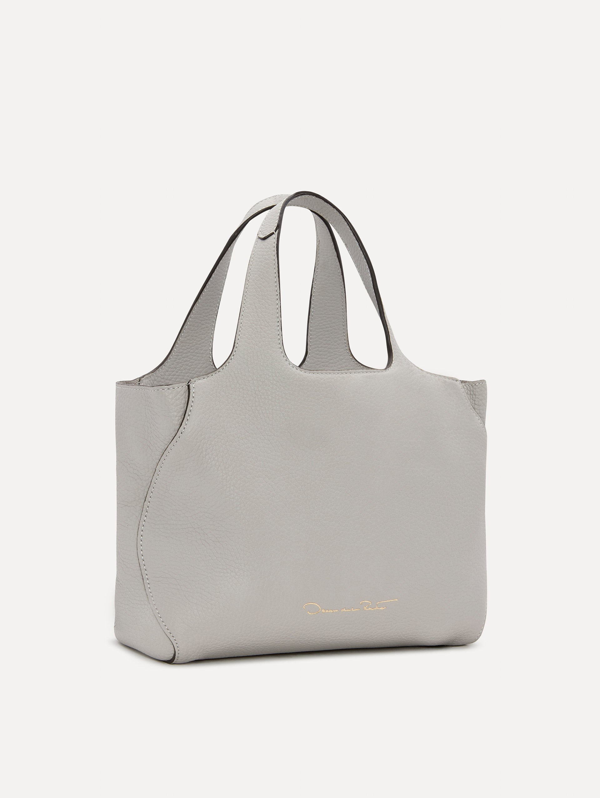 The Mini Topaz Tote in Pearl Grey Side View