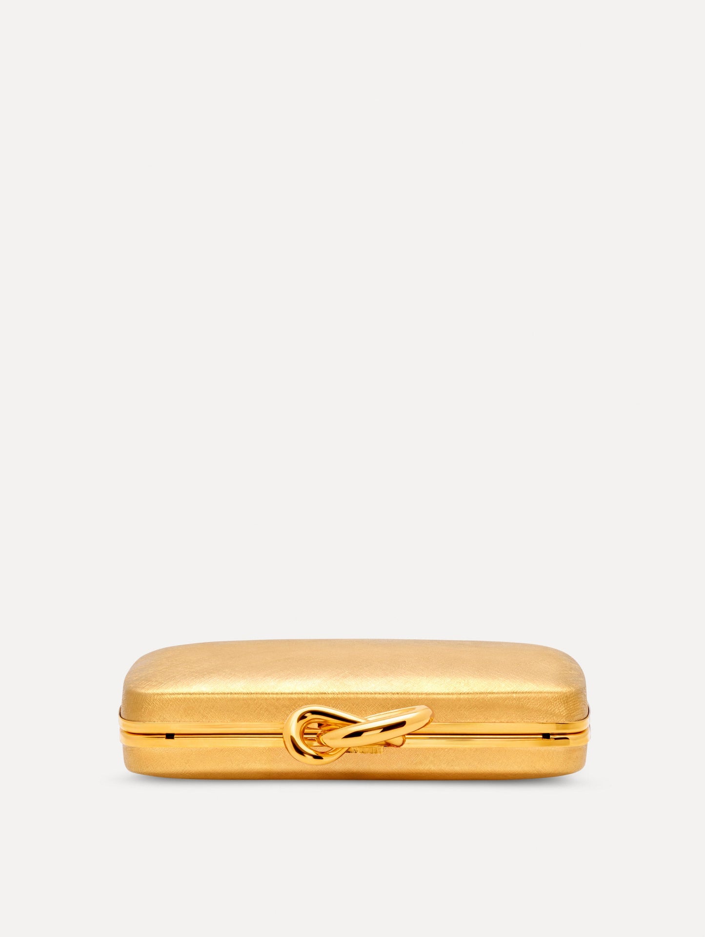 The Knot Minaudière in Gold. Top View.