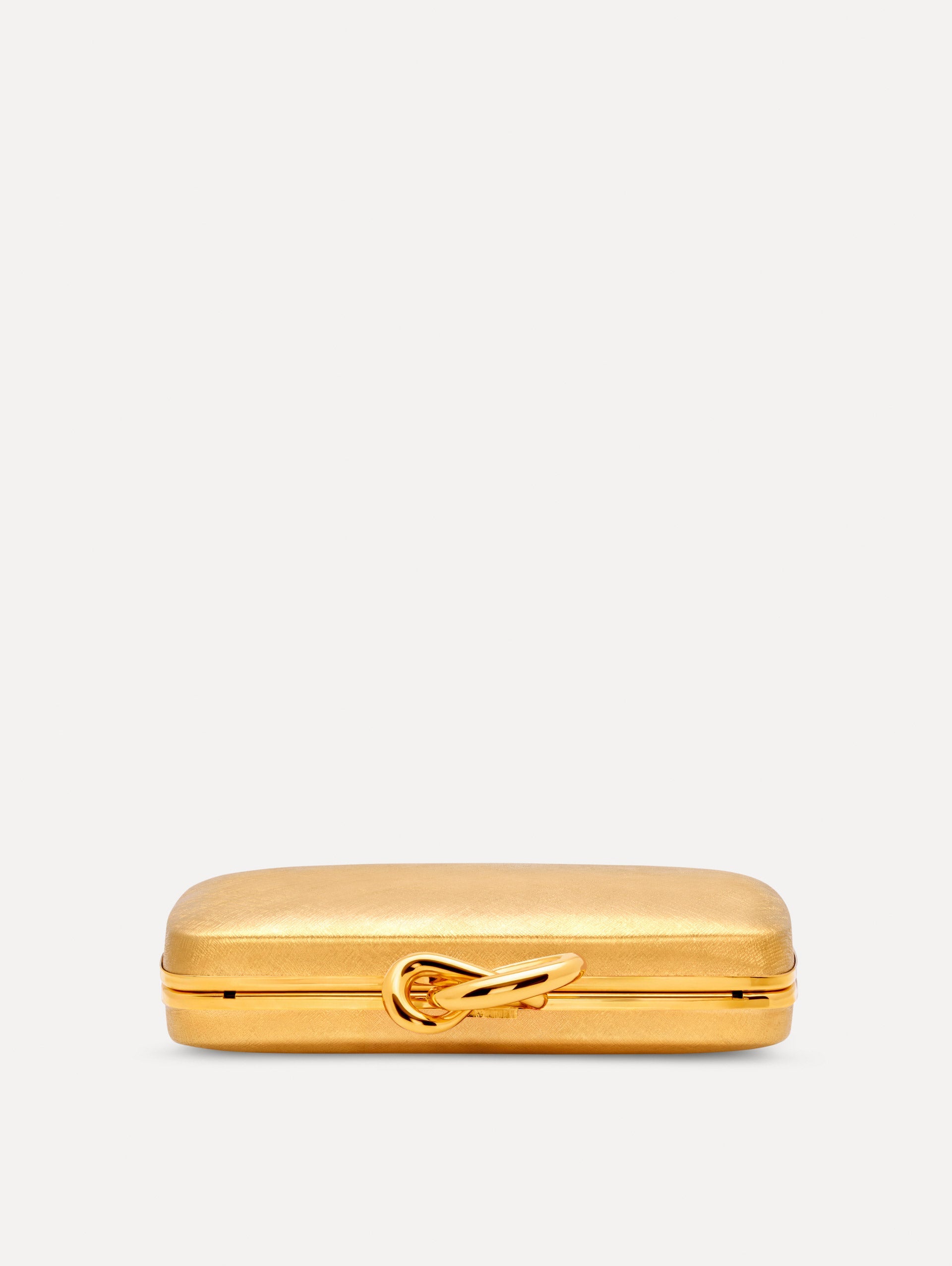 The Knot Minaudière in Gold. Top View.