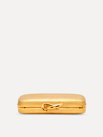 The Knot Minaudière in Gold. Top View.