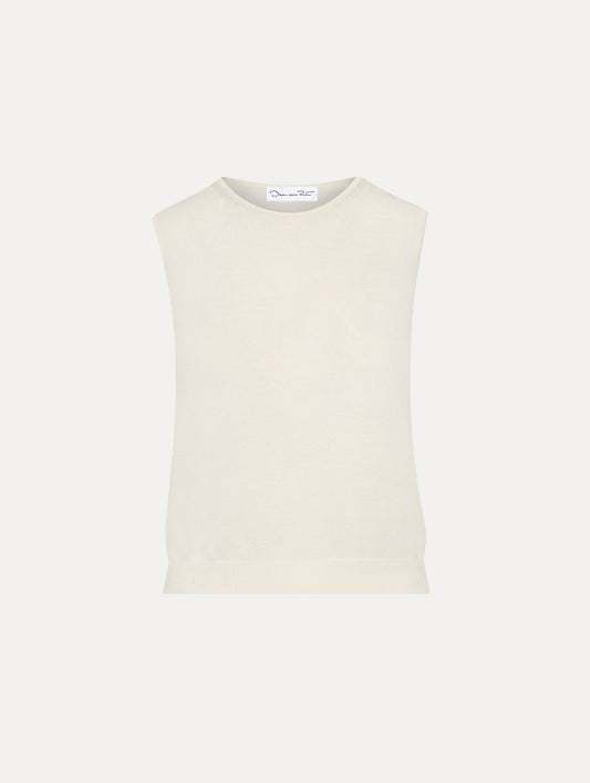 Wool-Blend Ivory Tank Front View