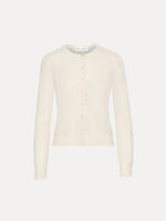 Wool-Blend White Button-Down Cardigan Front View